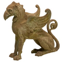 Continental Terracotta Griffin Garden Statue or Figurine