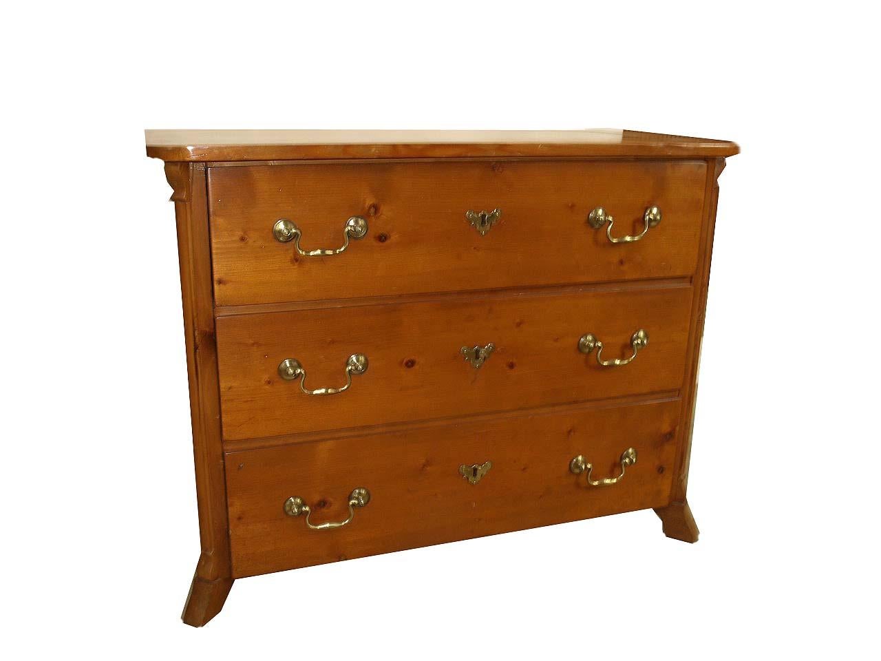 Mid-19th Century Continental Three Drawer Pine Chest For Sale