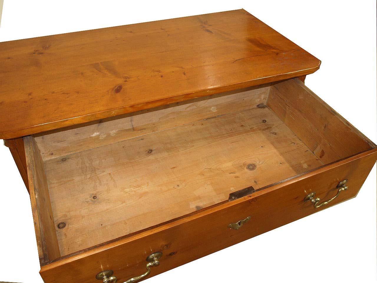 Brass Continental Three Drawer Pine Chest For Sale