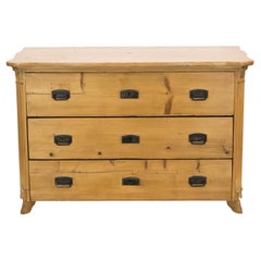 Antique Continental Three Drawer Pine Chest