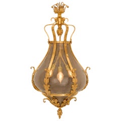 Continental Turn of the Century Ormolu and Frosted Glass Sconce