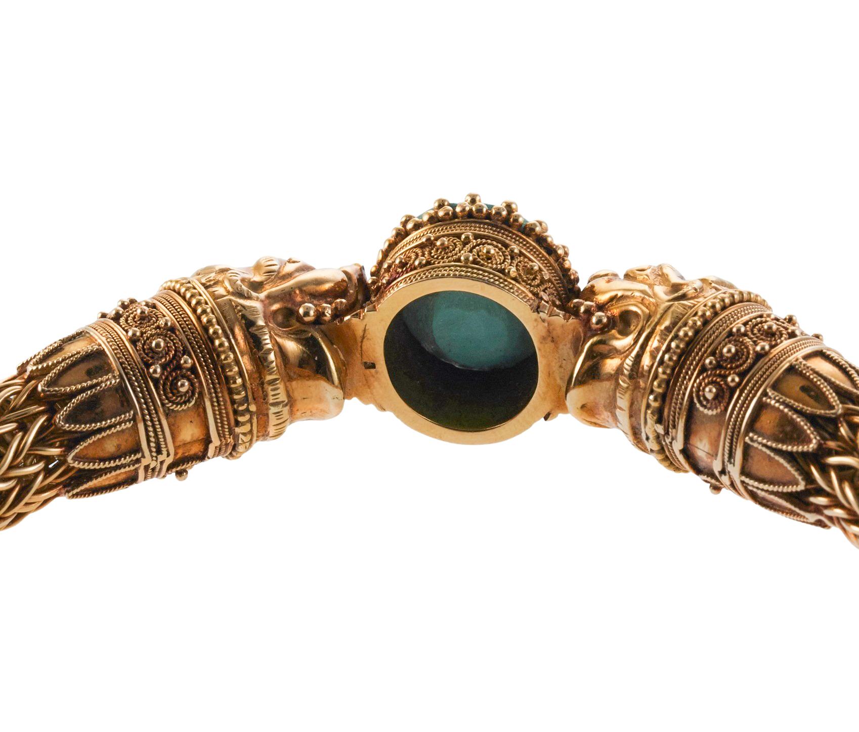 Continental Turquoise Gold Chimera Bracelet For Sale 1