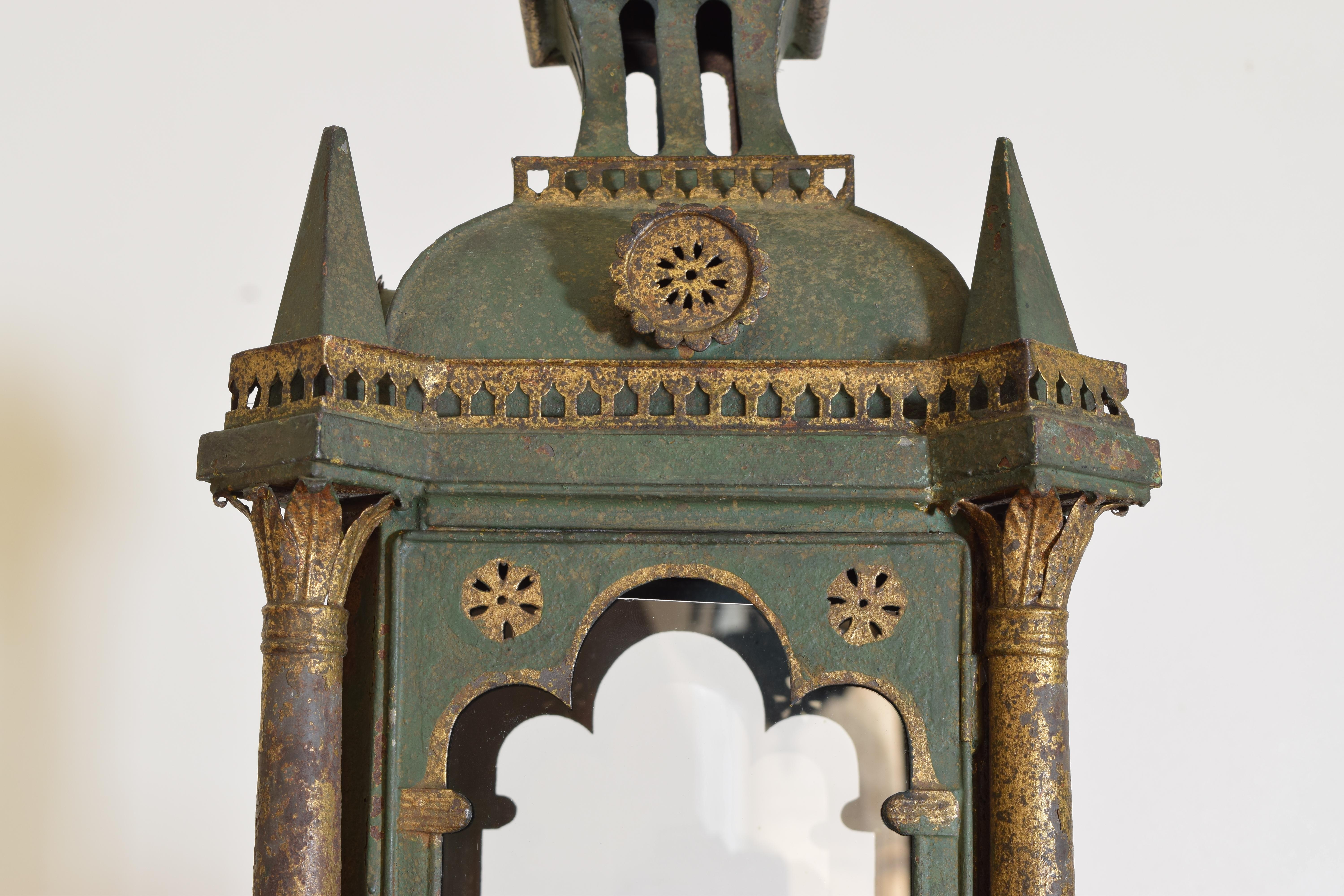 Early 20th Century Continental Venetian Inspired Painted & Gilt Tole 5-Light Lantern, early 20thc