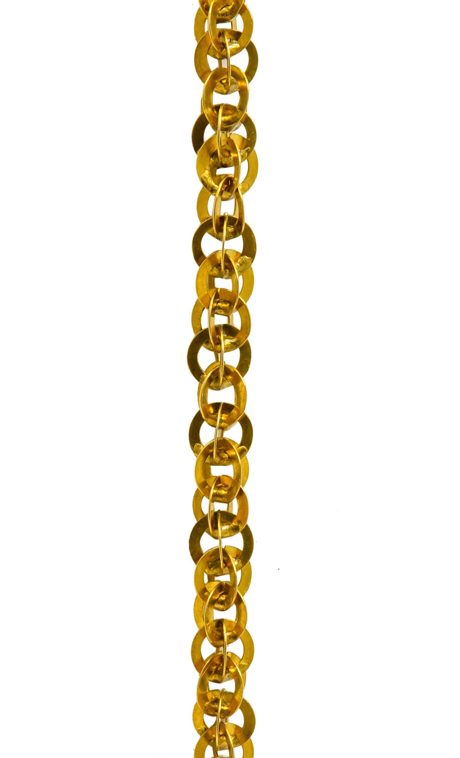 Continental Victorian 19 Karat Gold Spherical Long Chain In Excellent Condition In Philadelphia, PA