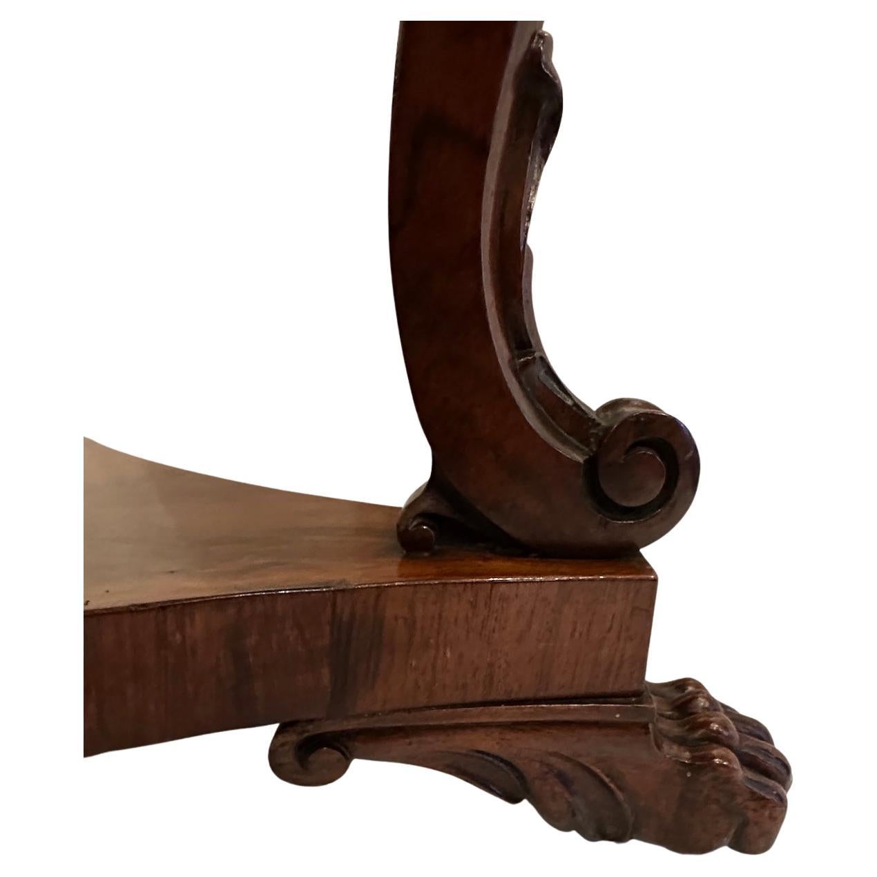 A beautiful, petite, walnut and walnut and pecan veneer, hand-carved, gueridon table.  