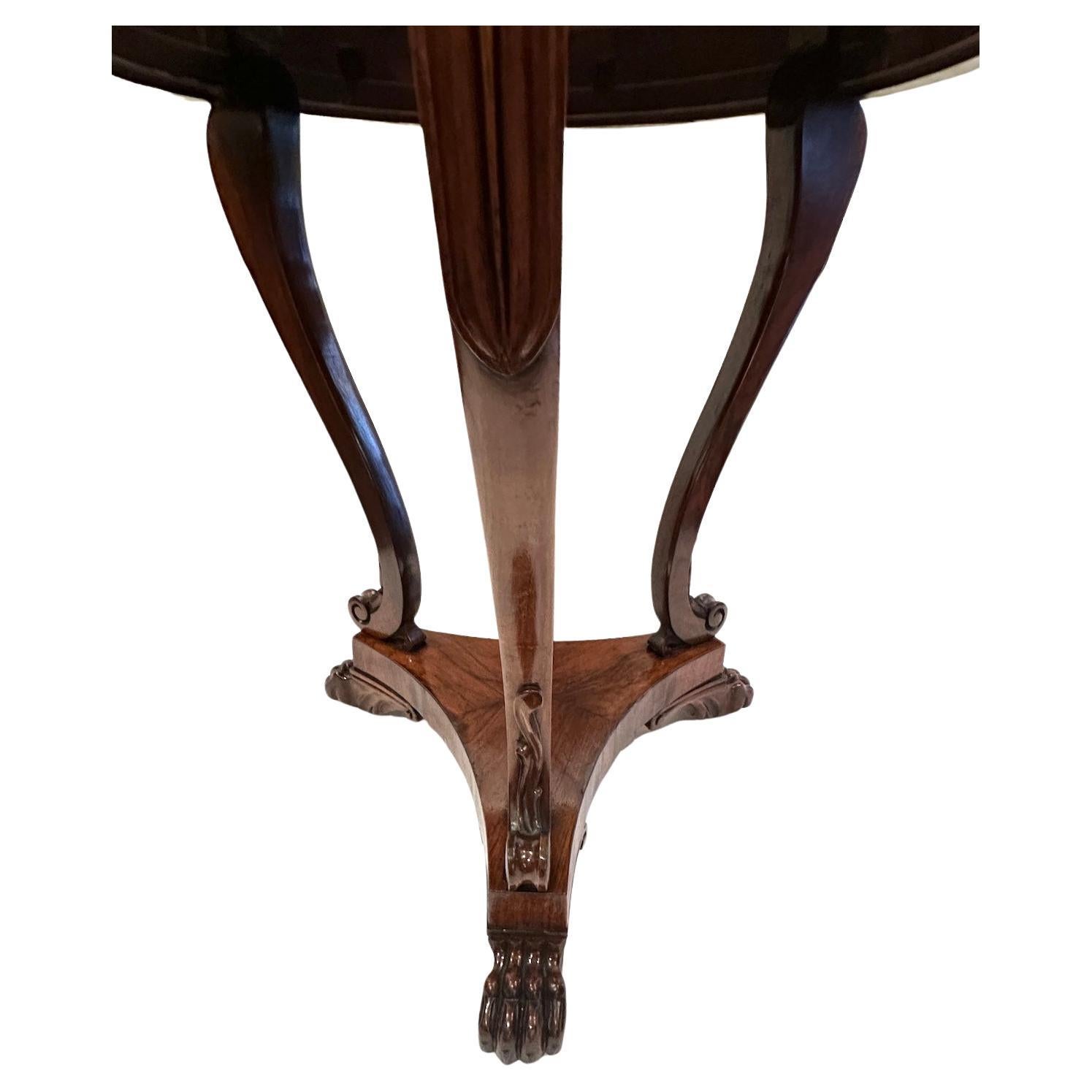 Continental Walnut and Pecan Veneer Top Round Table 1920's In Good Condition For Sale In Los Angeles, CA