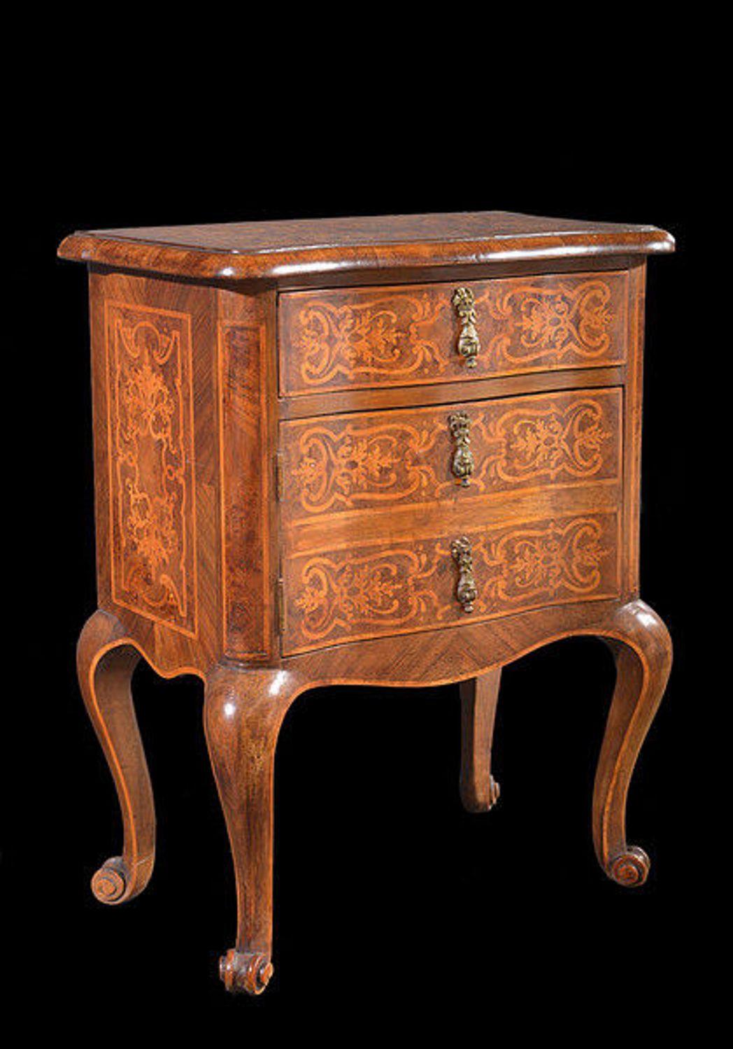 Late 19th Century Continental Walnut and Satinwood Marquetry Cabinet For Sale