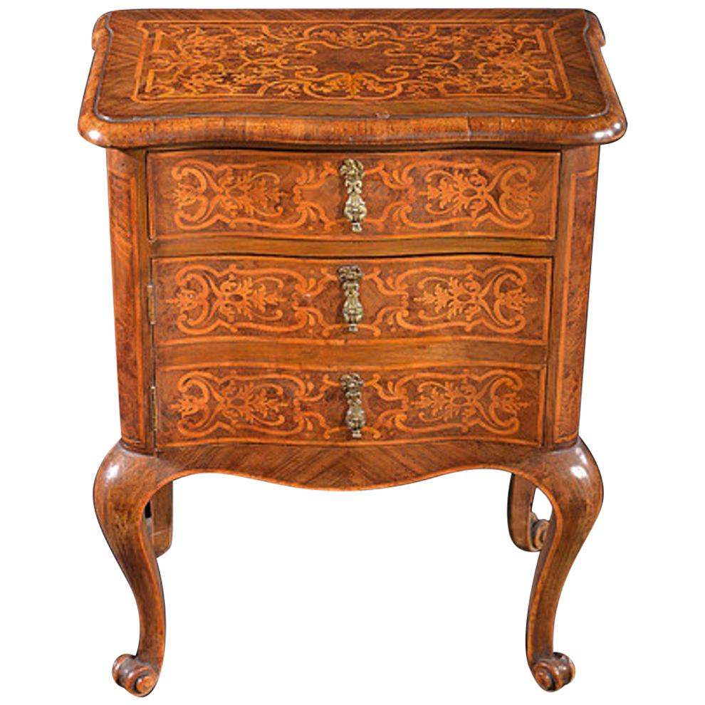 Continental Walnut and Satinwood Marquetry Cabinet For Sale