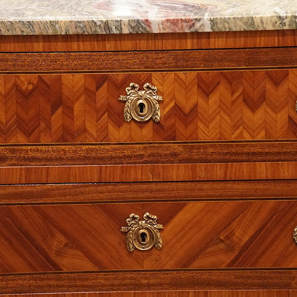 French Continental Walnut Marble-Top Commode, circa 1920 For Sale