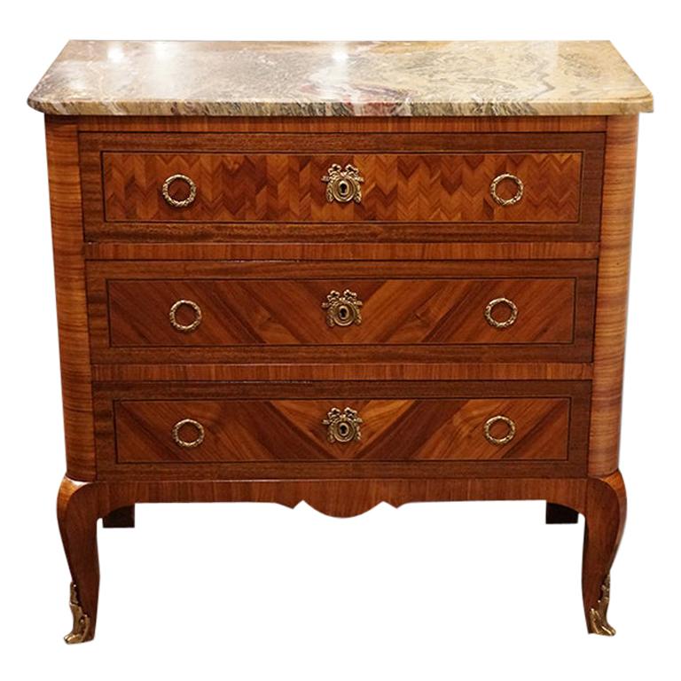 Continental Walnut Marble-Top Commode, circa 1920 For Sale