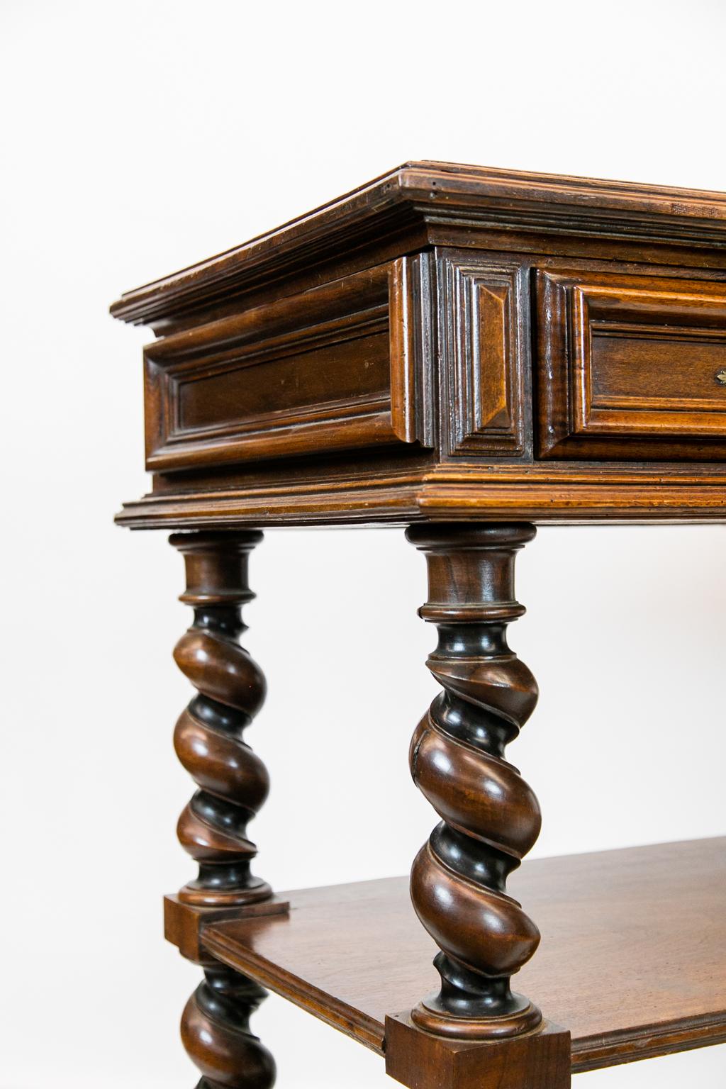Continental Walnut Three-Tiered Barley Twist Shelf 4