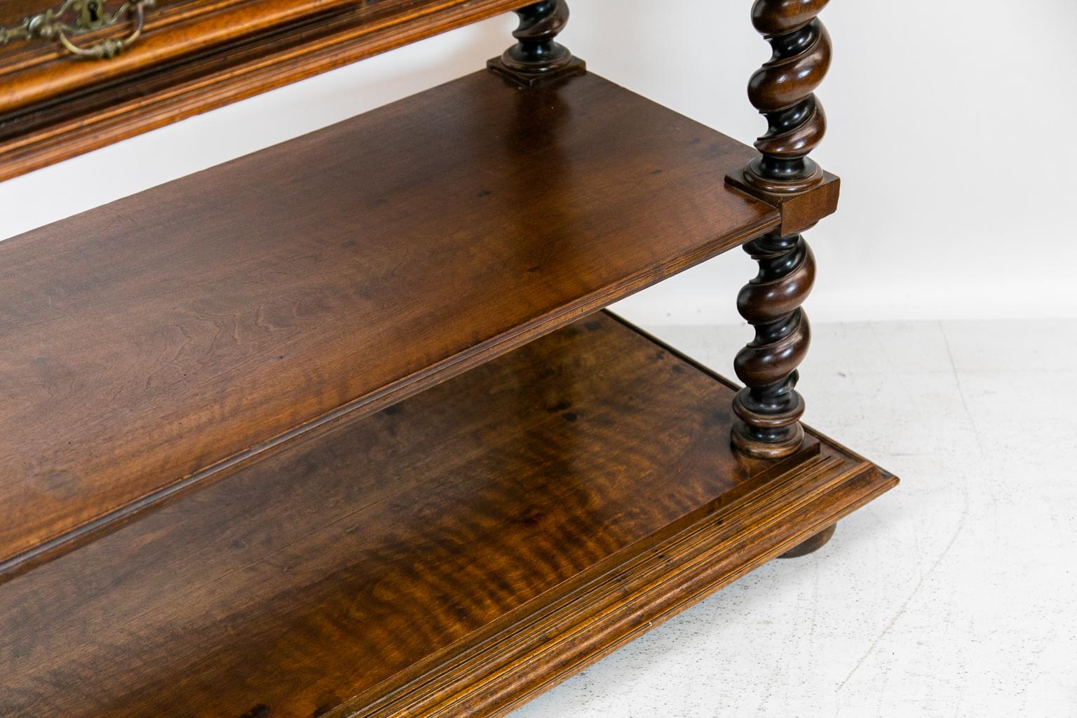 Continental Walnut Three-Tiered Barley Twist Shelf 5