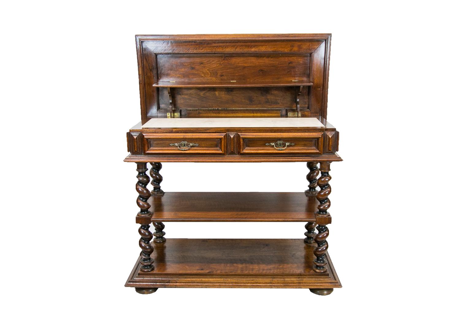 Continental Walnut Three-Tiered Barley Twist Shelf 7