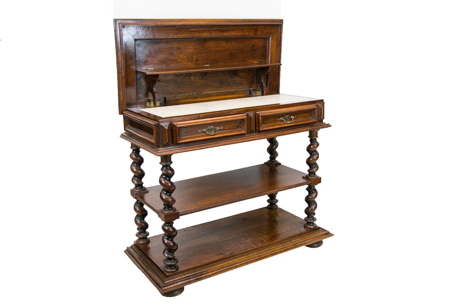 Continental Walnut Three-Tiered Barley Twist Shelf 12