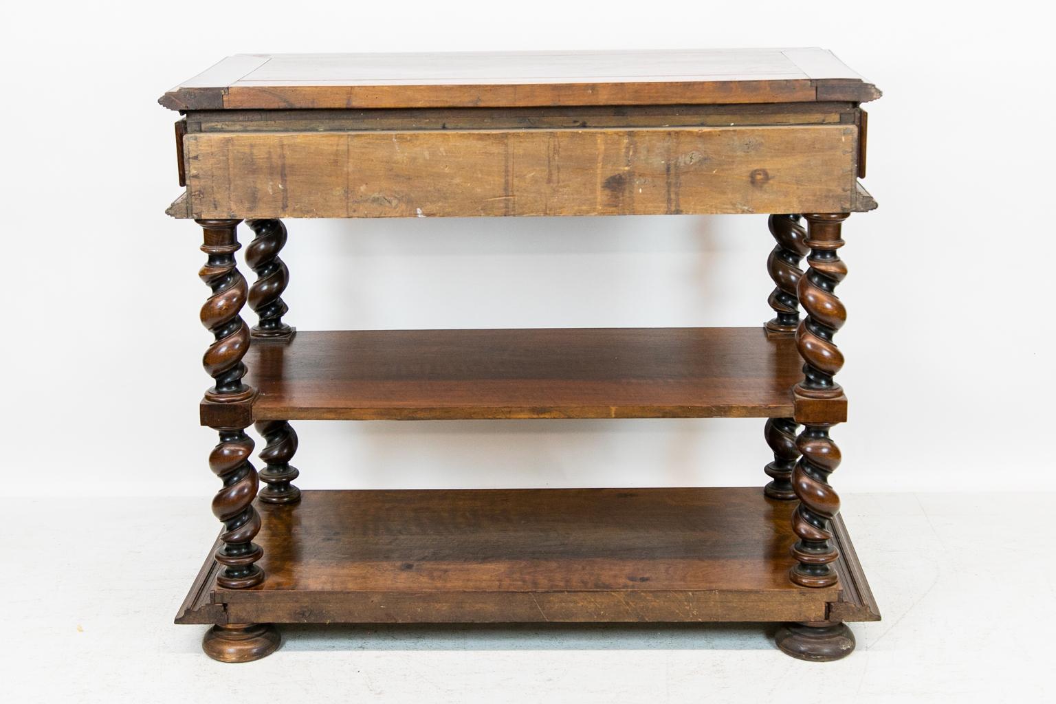 Continental Walnut Three-Tiered Barley Twist Shelf 14