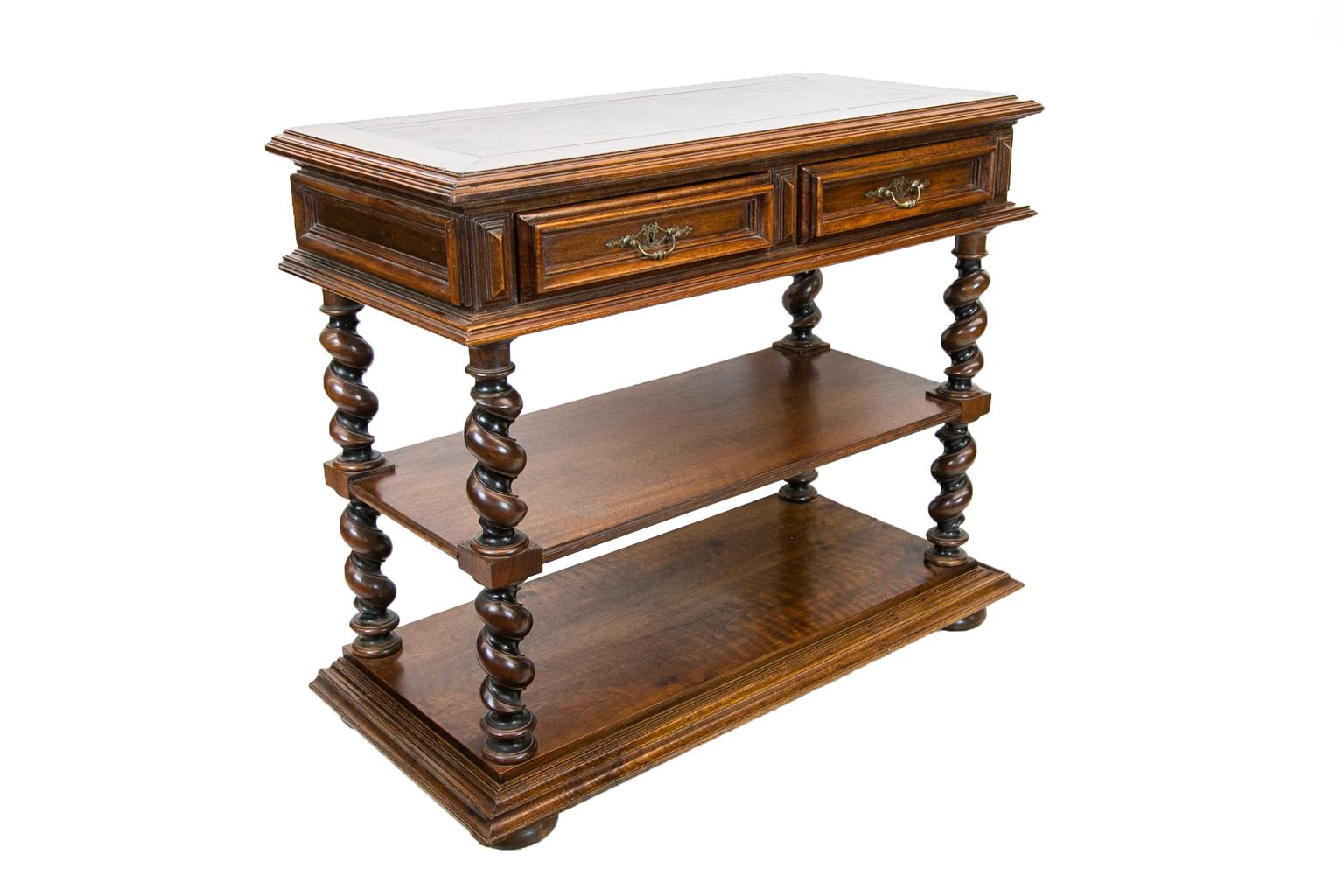 Continental Walnut Three-Tiered Barley Twist Shelf 2