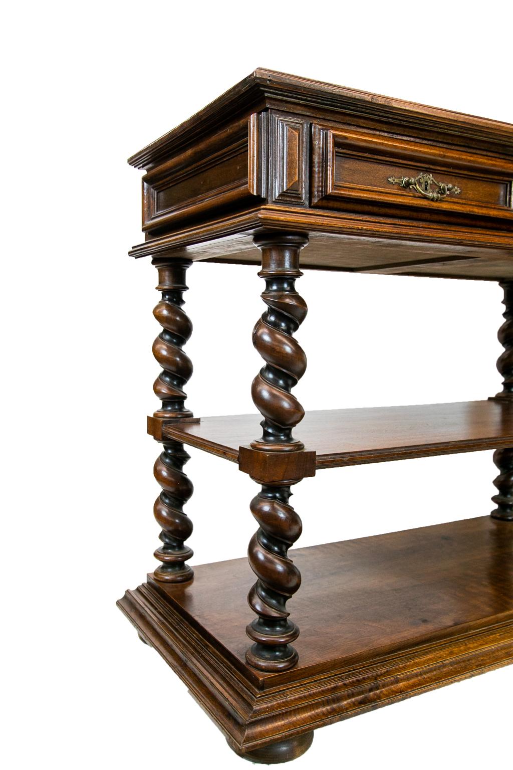 Continental Walnut Three-Tiered Barley Twist Shelf 3