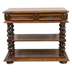 Continental Walnut Three-Tiered Barley Twist Shelf