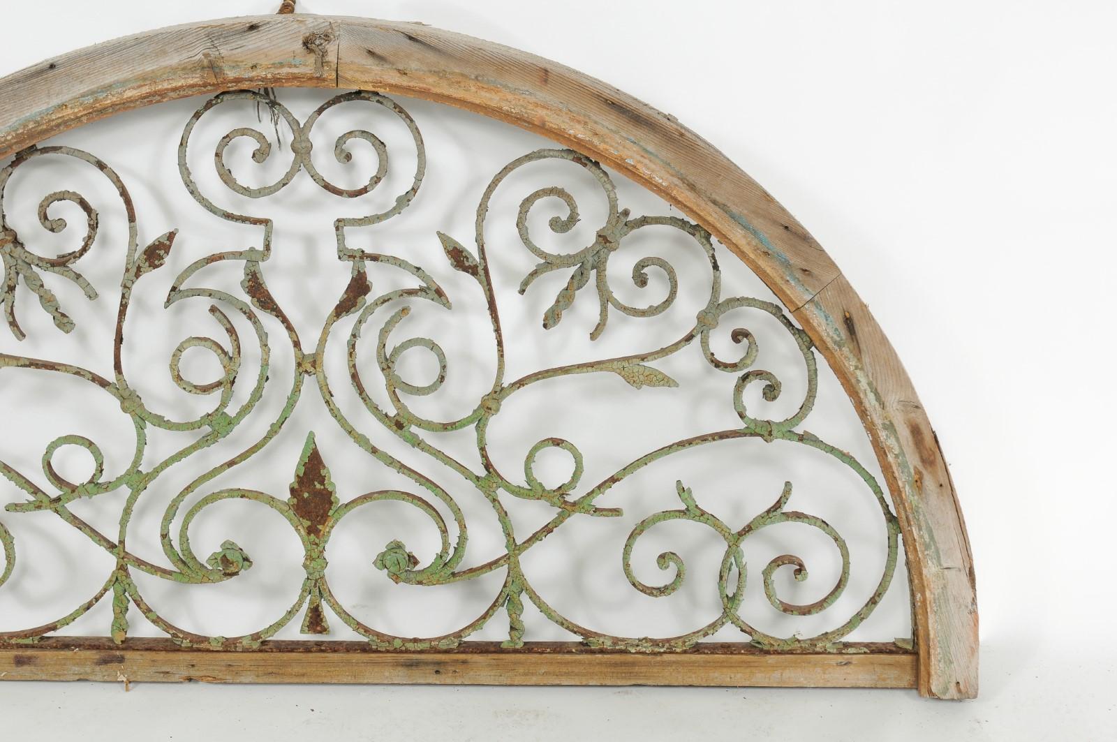 Continental Wrought Iron and Pine Demi-Lune Architectural Wall Panel, circa 1900 5