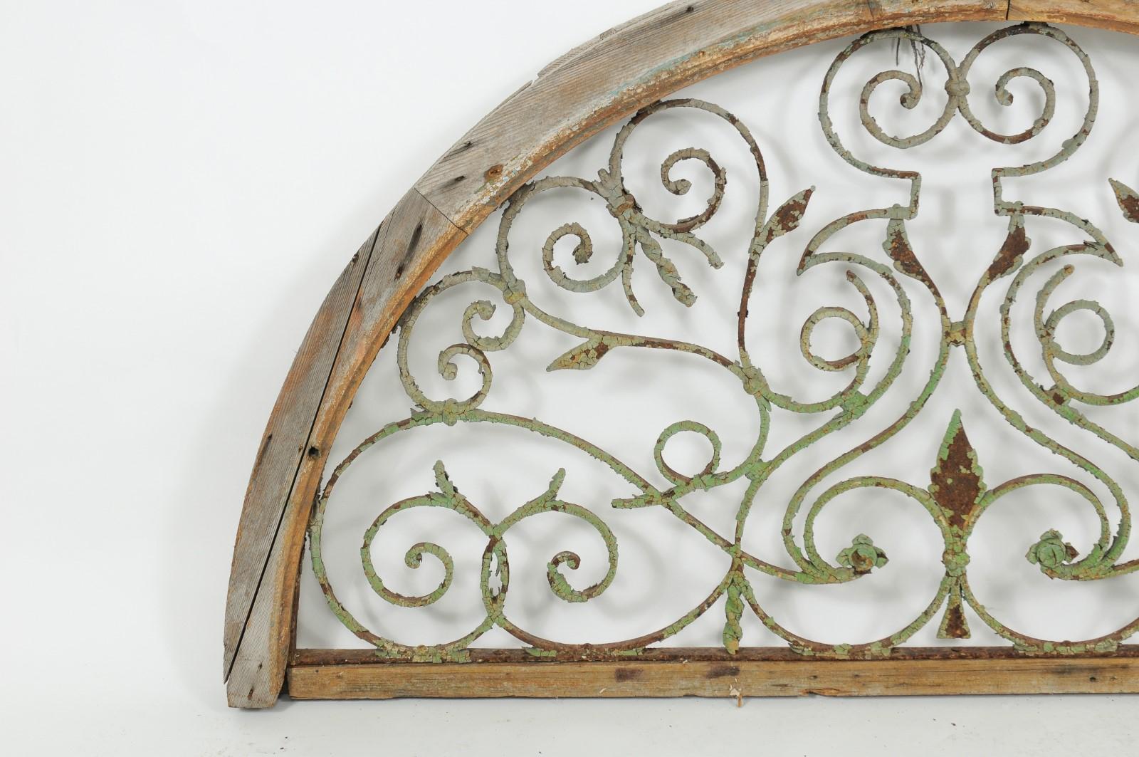 Continental Wrought Iron and Pine Demi-Lune Architectural Wall Panel, circa 1900 4