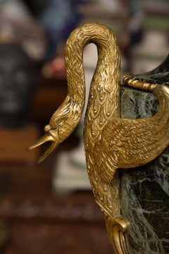 Continential Lidded Marble Urn with Glit Bronze Decoration