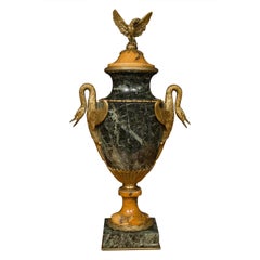 Continential Lidded Marble Urn with Glit Bronze Decoration