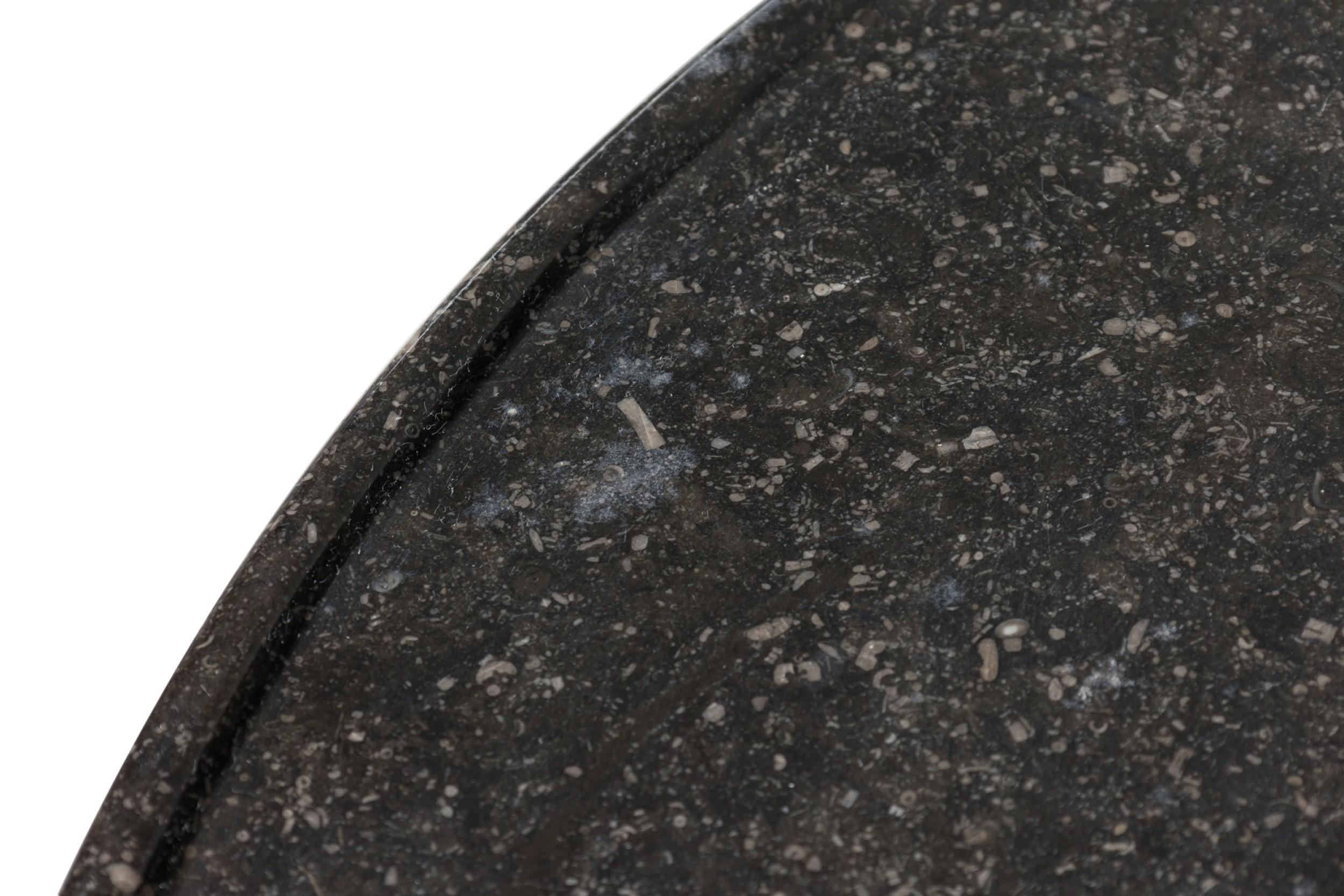 Ebony Continential Round Center Table Resting on 5 Legs & Speckled Black Marble Top