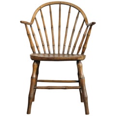 Antique Continuous Arm Yealmpton Windsor Chair, English, Armchair, Original Paint, 1820s