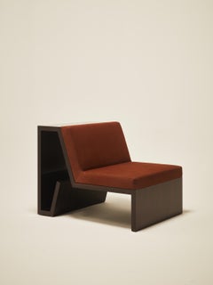 Continuous Chair - Hand applied wood veneer & leather upholstery