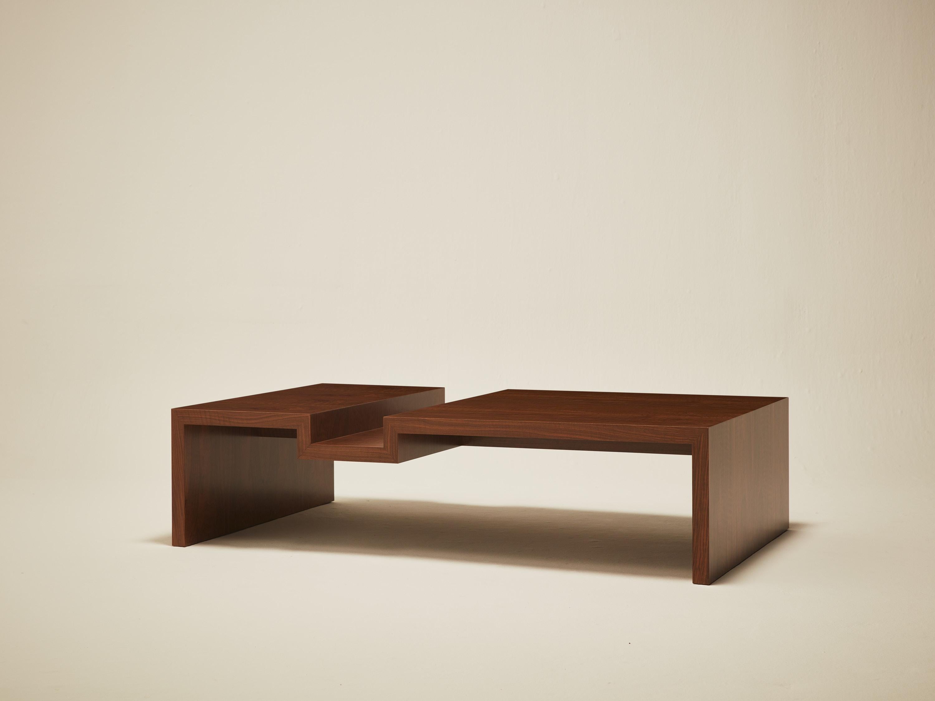 American Continuous Coffee Table I - Hand applied wood veneer For Sale