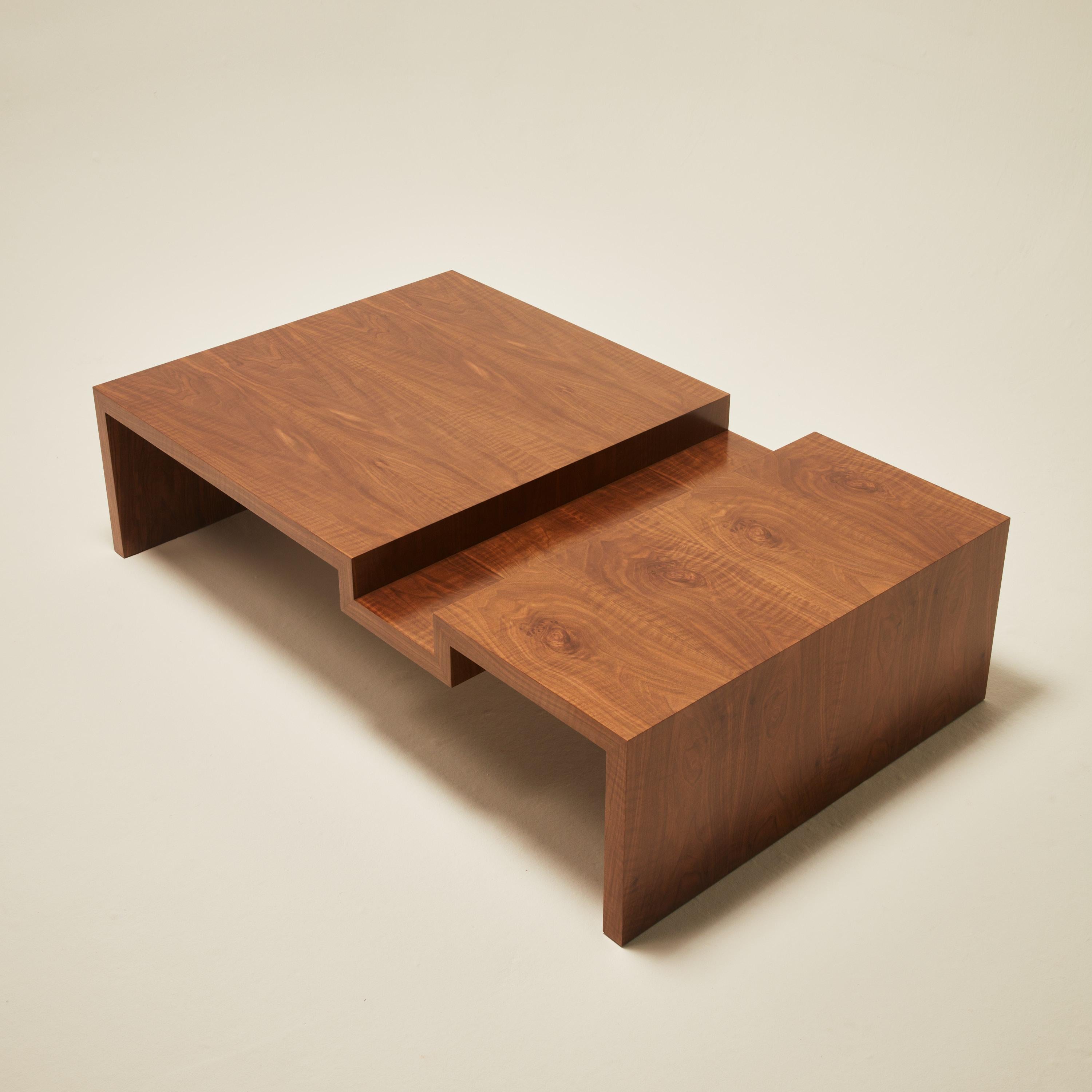 Veneer Continuous Coffee Table I - Hand applied wood veneer For Sale