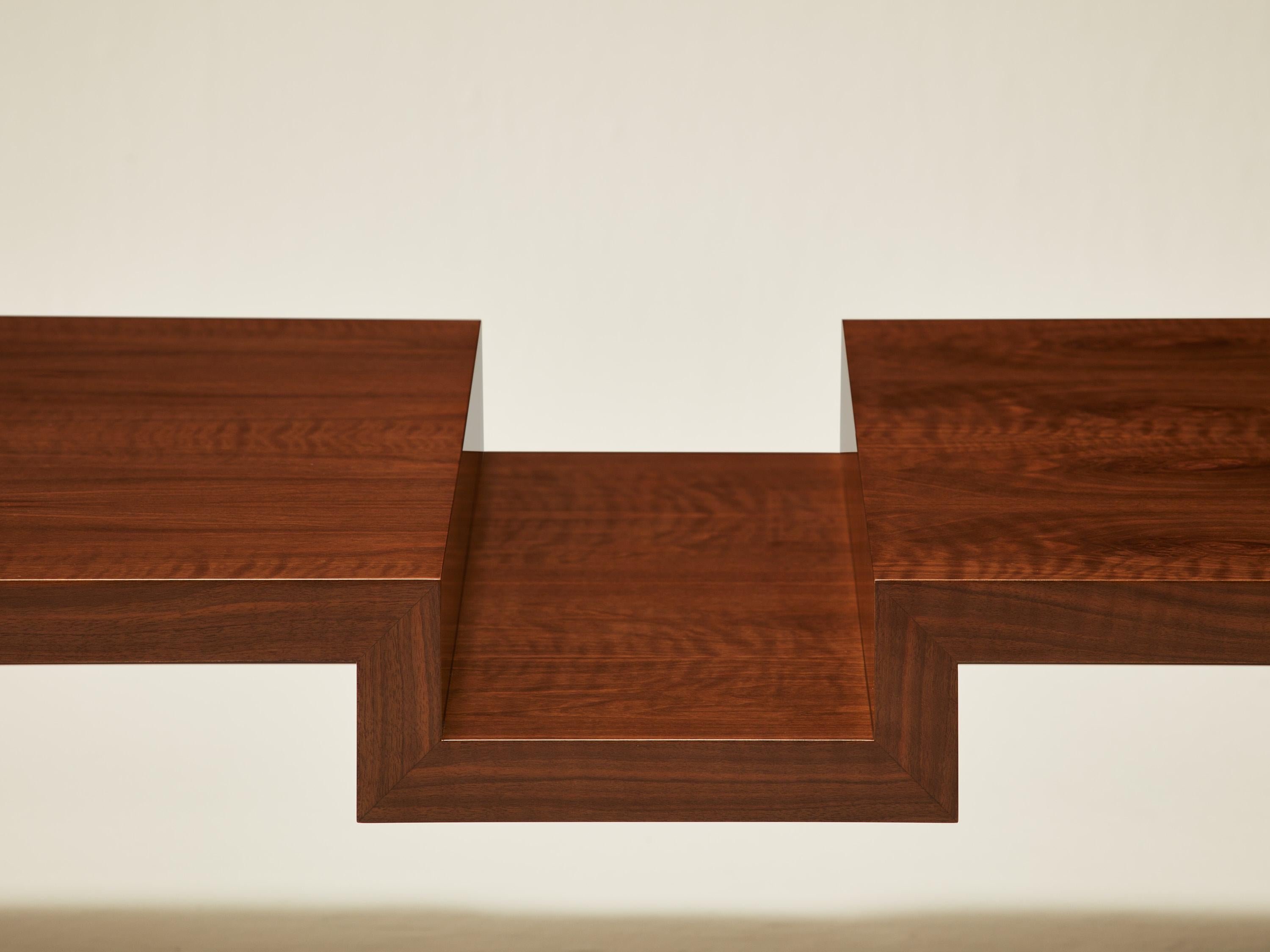 Continuous Coffee Table I - Hand applied wood veneer In New Condition For Sale In New York, NY
