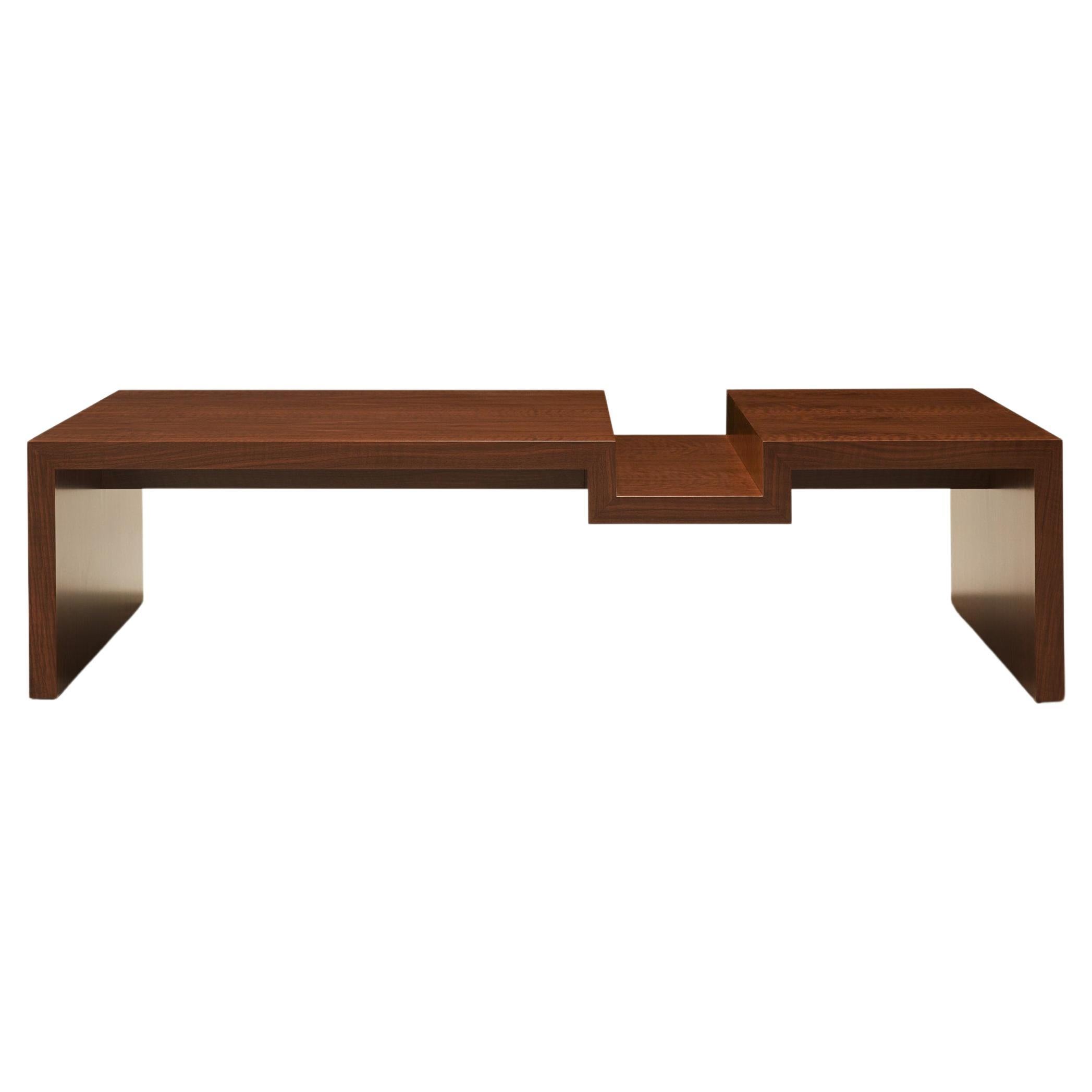Continuous Coffee Table I - Hand applied wood veneer For Sale