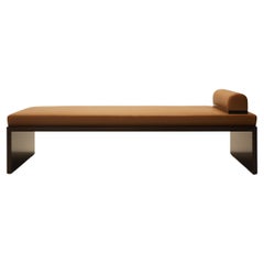 Continuous Daybed - Hand applied wood veneer & leather upholstery