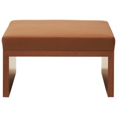 Continuous Ottoman - Hand applied wood veneer & leather upholstery