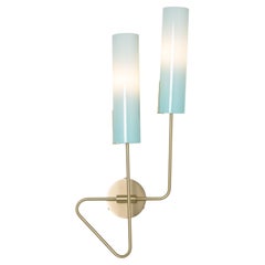 Continuum 01 Sconce: Satin Brass/Topaz Stripe Shades by Avram Rusu Studio