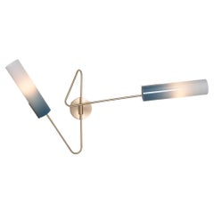 Continuum 03 Sconce: Satin Brass/Topaz Stripes Glass Shade by Avram Rusu Studio