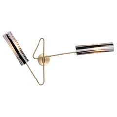 Continuum 03 Sconce: Satin Brass/Topaz Stripes Glass Shade by Avram Rusu Studio