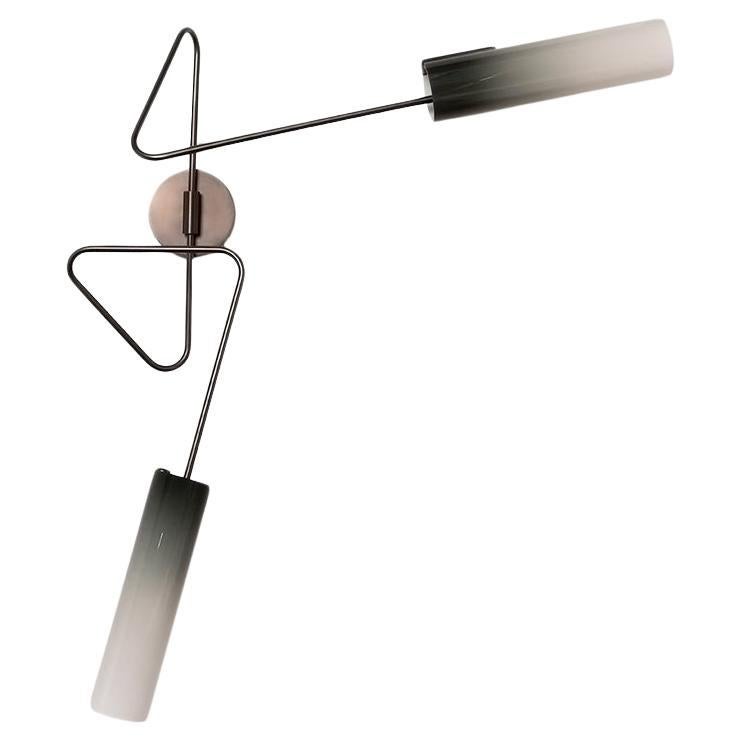 Continuum 04 Sconce: Antique Brass/Charcoal Ombre Glass by Avram Rusu Studio