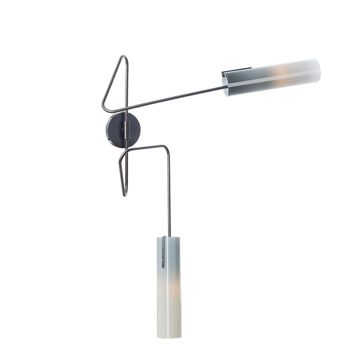 American Continuum 04 Sconce: Oil-Rubbed Bronze/Slate Ombre Glass by Avram Rusu Studio For Sale