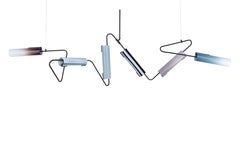 Continuum 102 Chandelier: Dove, Slate, Grey, Lavender Glass by Avram Rusu Studio