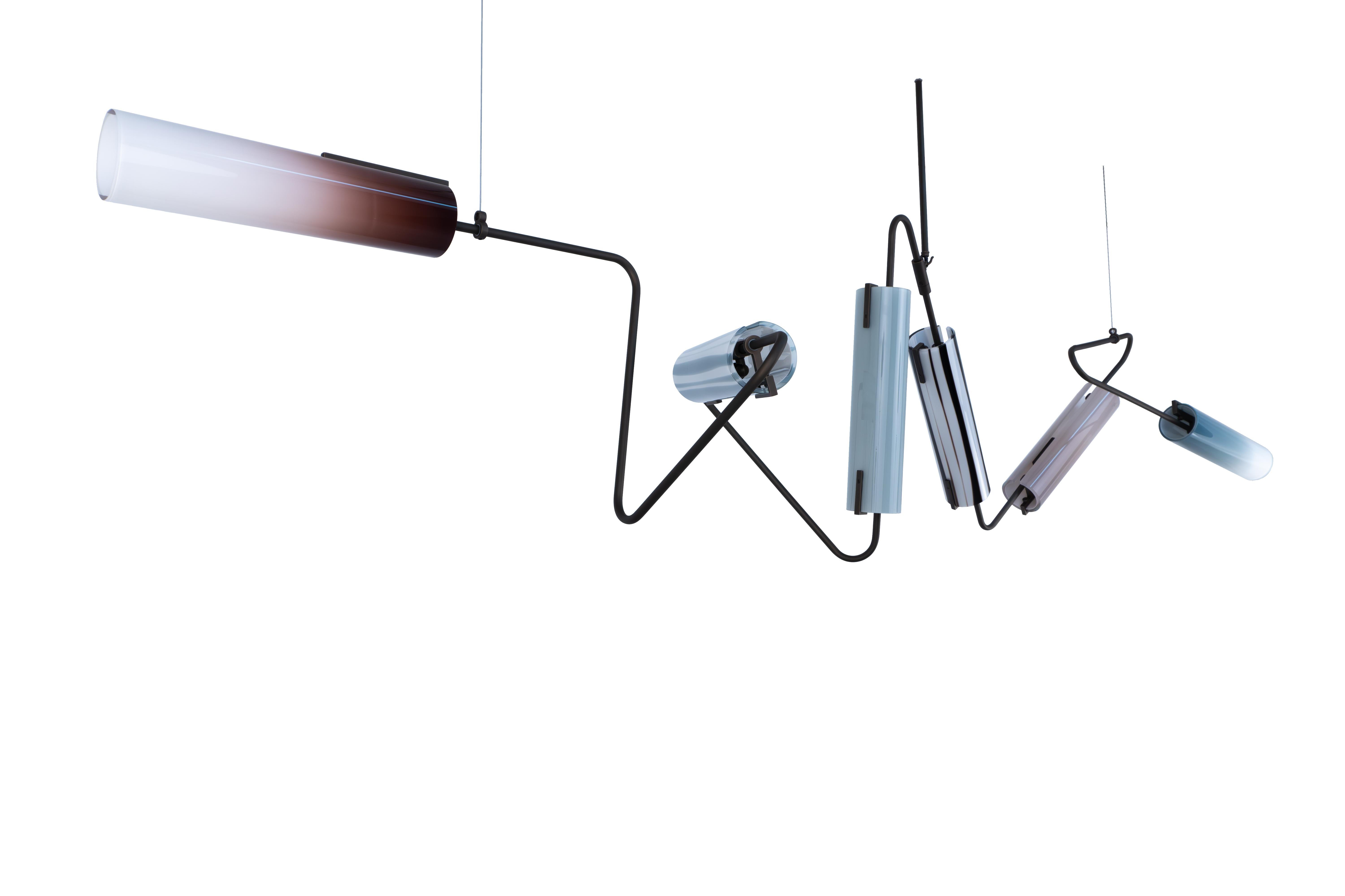 Continuum 102 Kronleuchter: Taube, Schiefer, Grau, Lavendel Glas by Avram Rusu STUDIO (Moderne) im Angebot