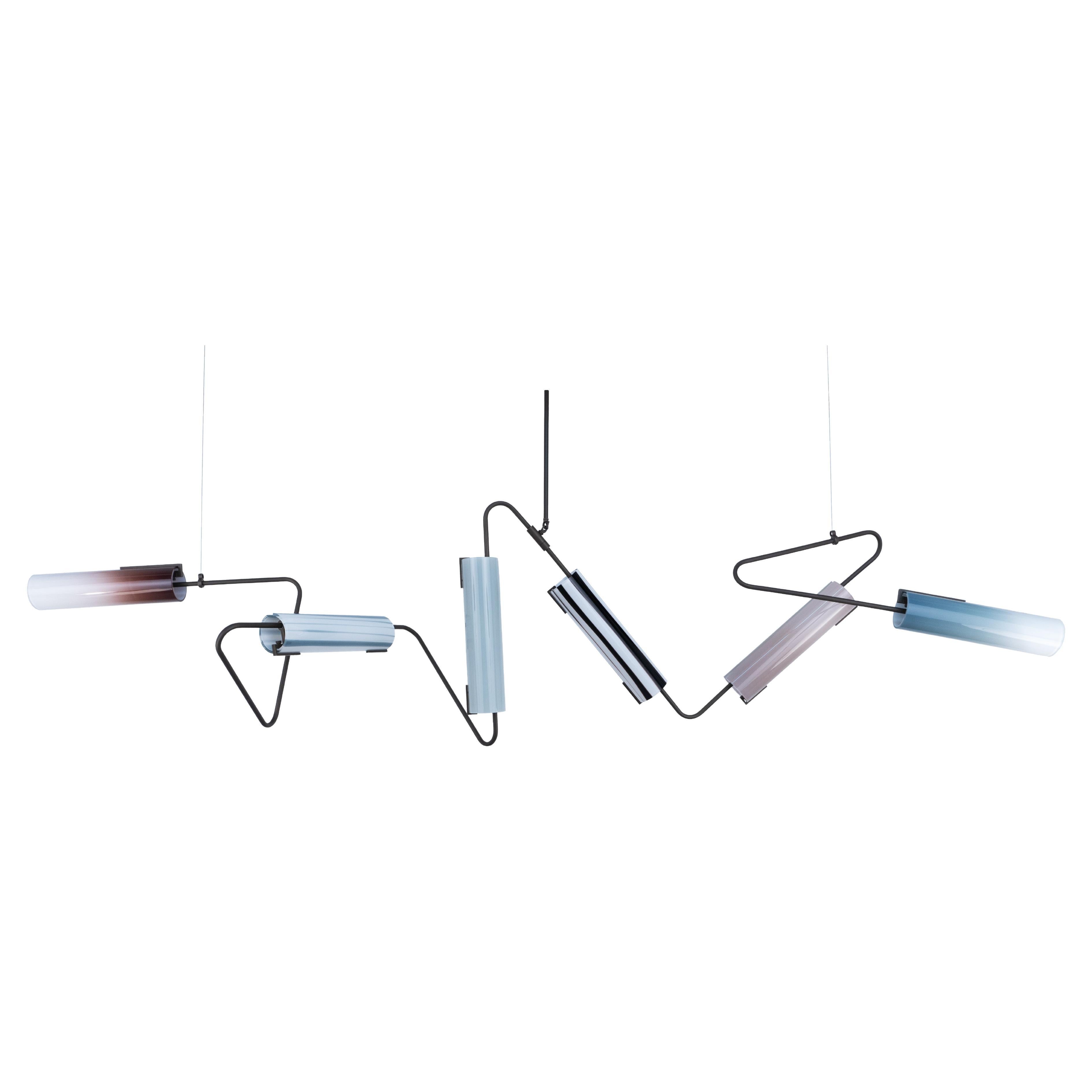 Continuum 102 Kronleuchter: Taube, Schiefer, Grau, Lavendel Glas by Avram Rusu STUDIO