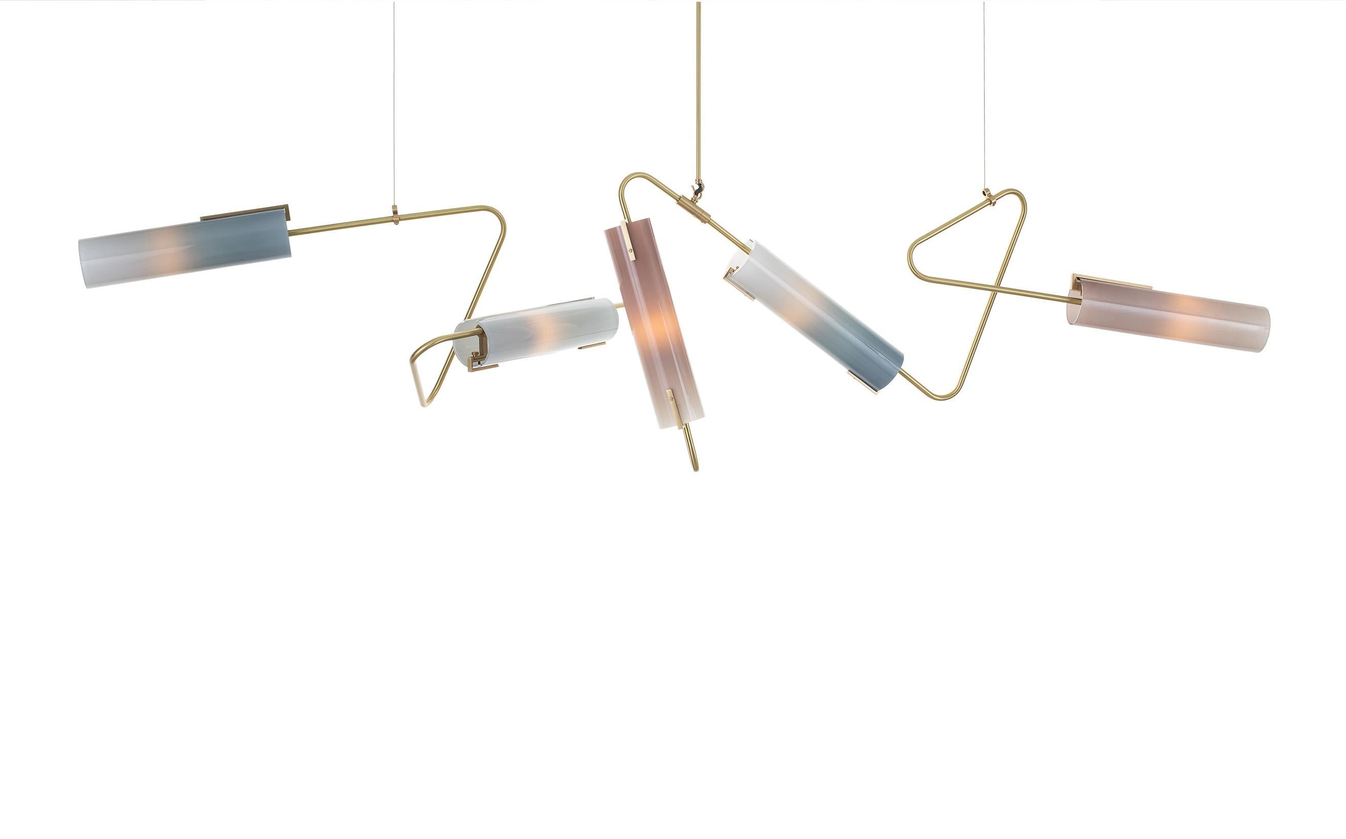 Americano Lampadario Continuum 102: Raisin, Charcoal and Orange Glass di AVRAM RUSU STUDIO in vendita