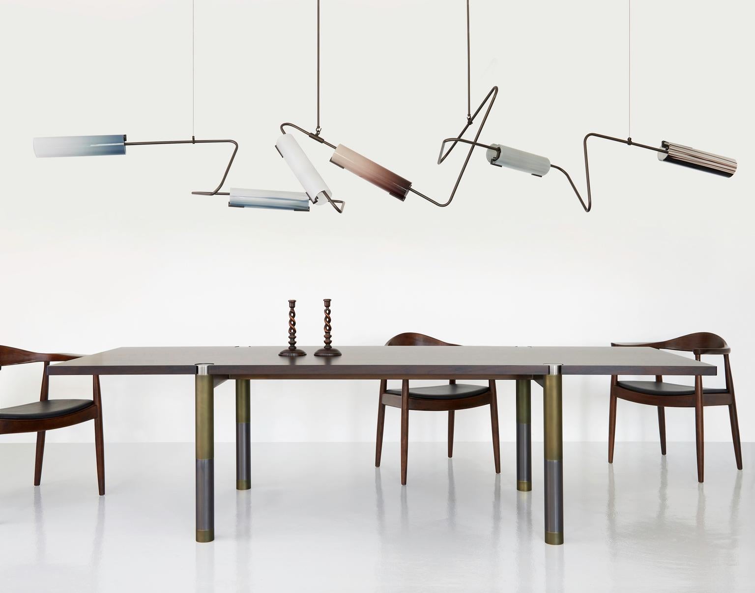 Ottone Lampadario Continuum 102: Raisin, Charcoal and Orange Glass di AVRAM RUSU STUDIO in vendita