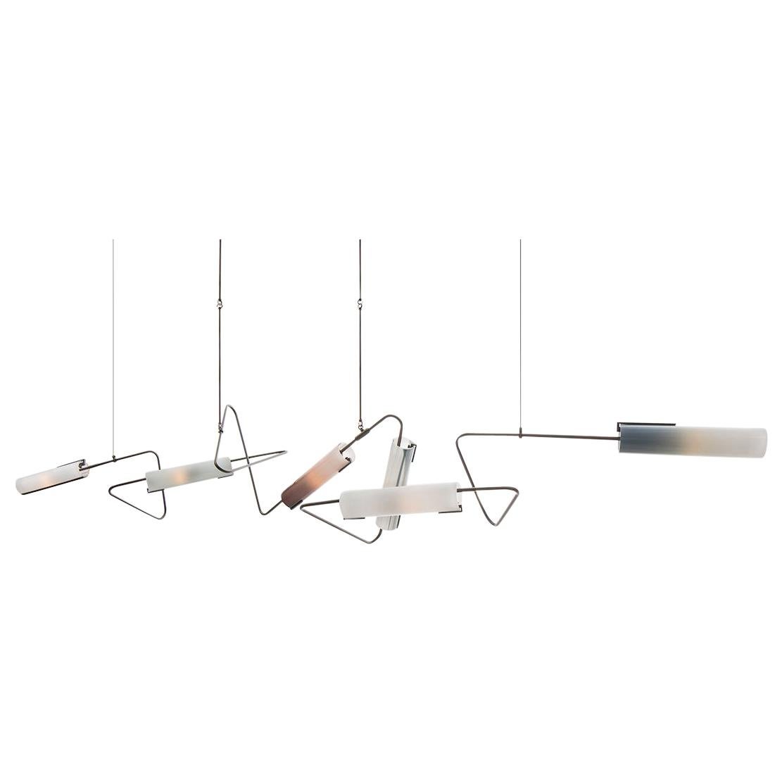 Continuum 127 Kronleuchter: Holzkohle und taupefarbenes Glas by Avram Rusu STUDIO