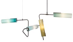 Continuum 64 Chandelier: Charcoal, Grey, White Ombre Glass by Avram Rusu Studio