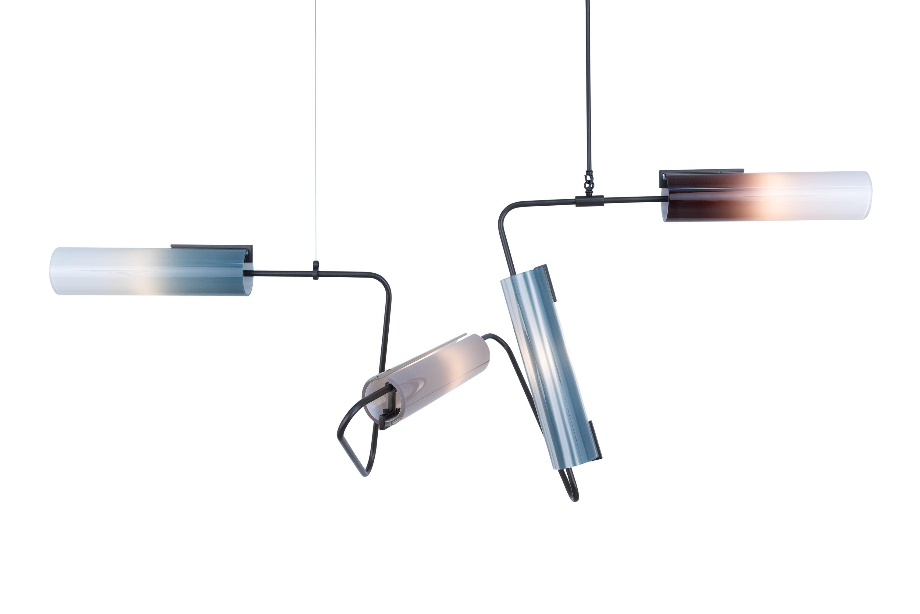 Continuum 64 Kronleuchter: Anthrazit, Grau, Weiß Ombre Glas by Avram Rusu STUDIO (Moderne) im Angebot