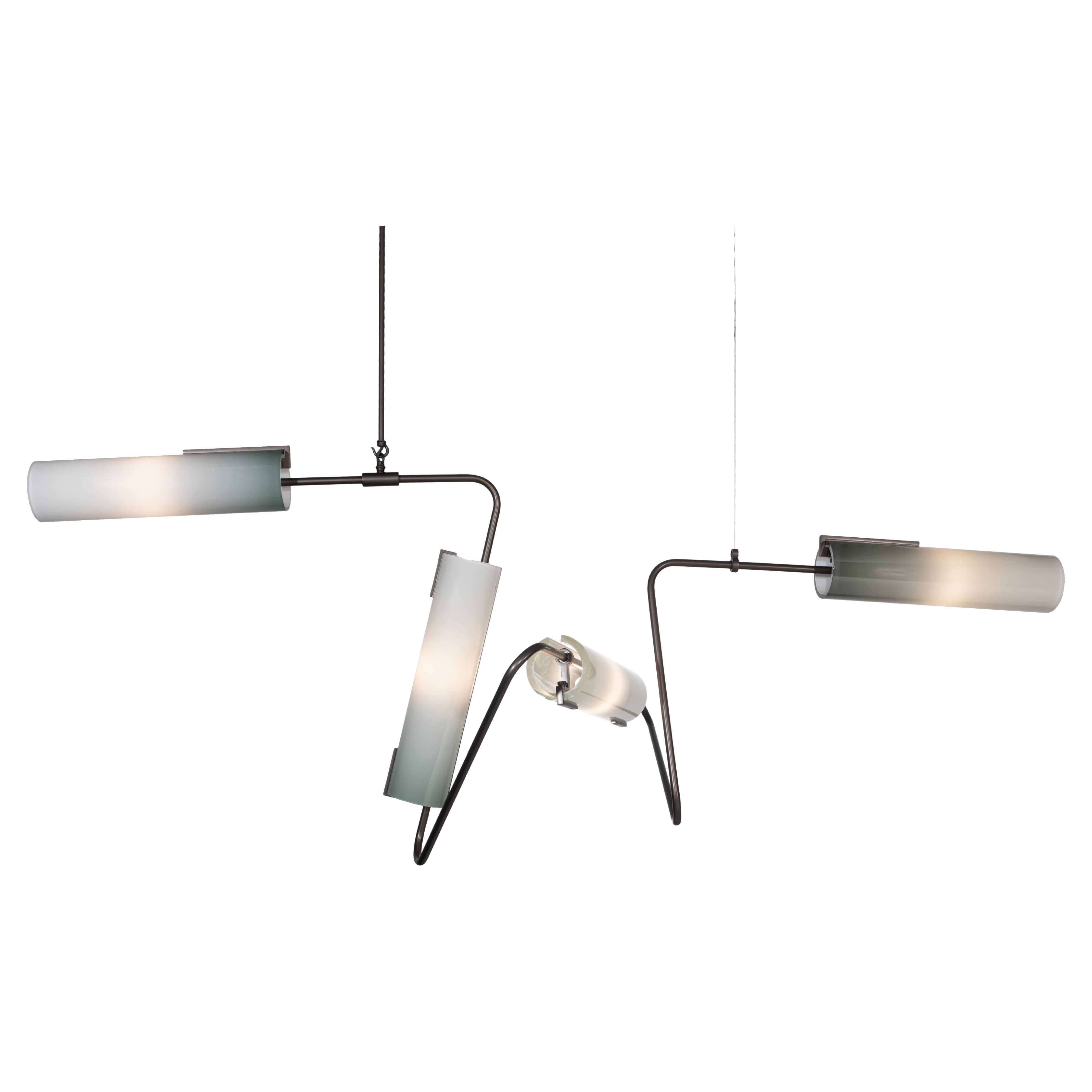 Continuum 64 Kronleuchter: Anthrazit, Grau, Weiß Ombre Glas by Avram Rusu STUDIO
