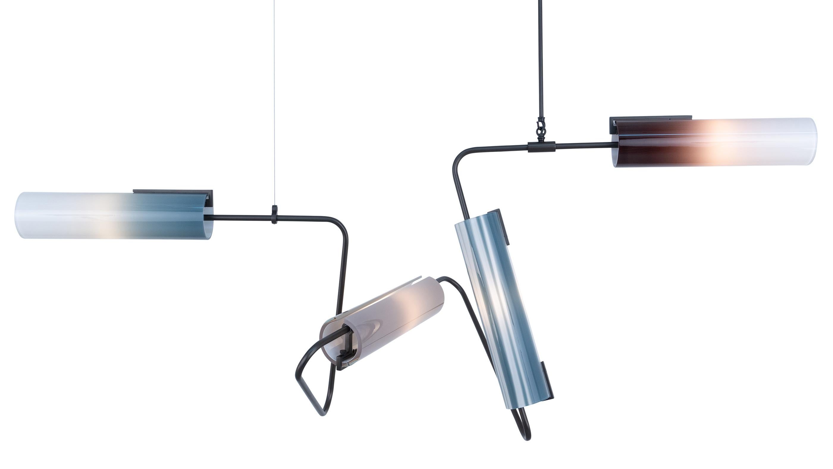 Moderne Lustre Continuum 64 : Sarcelle, Aqua, Olive, Verre Sage par AVRAM RUSU STUDIO en vente